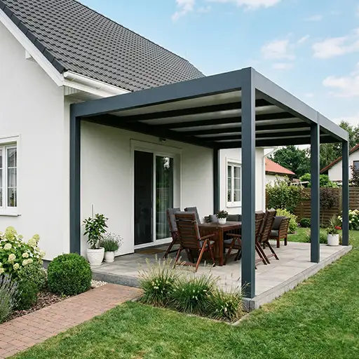 Pergola aluminiowa w wariancie przyściennym