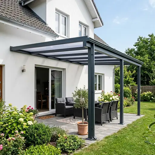 Zadaszenie tarasu z dachem z poliwęglanu komorowego 16 mm – montaż Śląsk